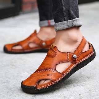 38-48 hombres sandalias de verano Genunie cuero moda Casual sandalia (3)