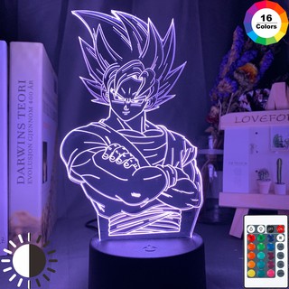 Dragon Ball lámpara Goku figura niño dormitorio decoración luz de noche fresco niños cumpleaños Anime Gadget Led luz de noche ilusión 3d