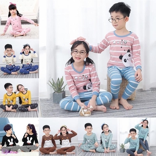 otoño bebé niños niñas niños de dibujos animados impresión ropa de dormir conjunto de manga larga blusa tops+pantalones pijamas bayi