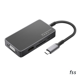 fss . 8 En 1 USB Tipo C Adaptador Hub Con 4K HDMI PD Gigabit Ethernet VGA 3.0 SD/TF Puerto Expansor Para MacBook Pro Windows