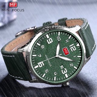 Mini focus ultra delgado gran dial moda hombres reloj de movimiento calendario impermeable reloj de cuarzo 0158g