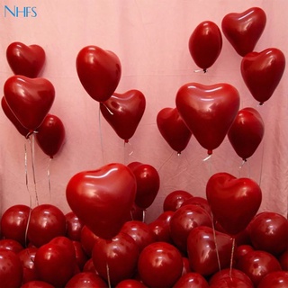 Nhfs globo de látex rojo de doble capa de 10 pulgadas en forma de corazón redondo para boda, fiesta, decoración de escenario