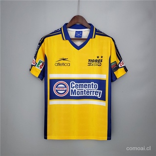 comoai Mexico Tigres UANL 1999 - 2000 Retro Home Yellow Football Jersey
