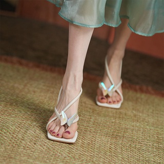 Sandalias de nicho zapatos de estilo de hadas para mujer2021Nuevo verano de tacón grueso zapatos de tacón alto Flip-dedo del pie de tacón romanos zapatos
