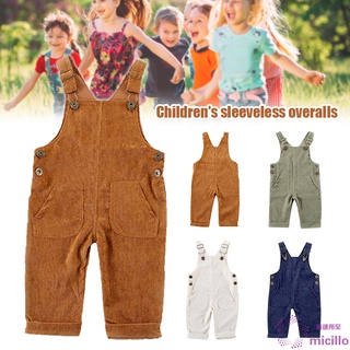 pantalones de tirantes sólidos para bebé niña niño pana general sólido pantalones con 2 bolsillos de la parte inferior de la ropa