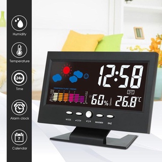 fanghuay reloj despertador digital color lcd retroiluminación termómetro higrómetro estación meteorológica
