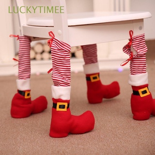 LUCKYTIMEE New Year Gift Stool Sleeve Ornament Table Leg Christmas Chair Foot Covers Red Stripe Party Christmas Table Decor Home Furniture Legs Protective
