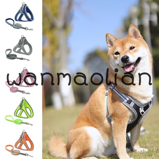 Wanmaolian arnés para mascotas reflectante transpirable tela de malla para caminar correa de seguridad para perros para cachorro (1)