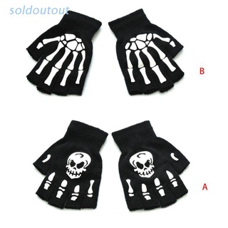 Guantes de Esqueleto de calavera para niños/niños/niños/niñas/guantes de Dedo que brillan en la oscuridad/guantes sin Dedos/invierno