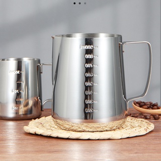 jarra de leche espumante de acero inoxidable espumador de leche taza medidas en el lado para latte art espresso máquinas cappuccino (8)