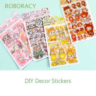 ROBORACY 4 Sheets Creative Collage Material Animals Hand Account Diary Stickers Cute Adhesive Series Cartoon DIY Decor Colorful Decorative