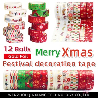 Ri 12 rollos De cinta Washi De navidad/cinta De recortes decorativas De gran tamaño/manualidades Diy