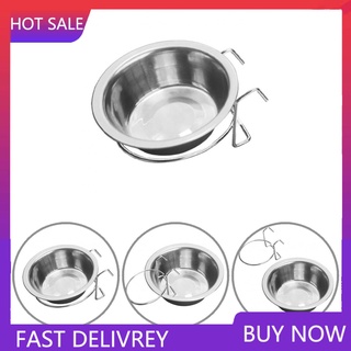 /TY/ Metal perro mascota tazón jaula caja antideslizante colgante plato de alimentos alimentador de agua con gancho