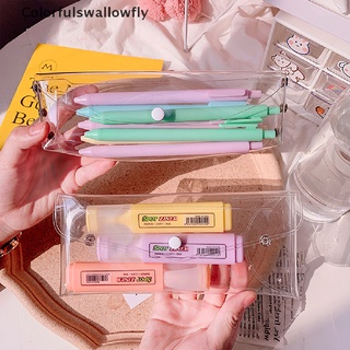Colorfulswallowfly 1Pcs Transparent PVC Stationary Organizer Stationery Pen Holder Cute Pencil Case CSF