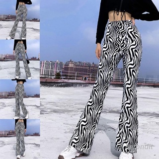 bef mujer cintura alta llamarada pantalones vintage cebra rayas animal patrón ancho campana inferior pantalones harajuku slim fit streetwear