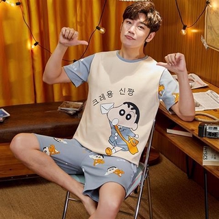 Japonés de dibujos animados pijamas pijamas hombres ropa interior ropa de dormir ropa de dormir de verano de manga corta de algodón ropa de hogar conjunto (6)