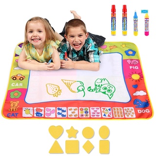 Alfombrilla de dibujo de agua grande Doodle Mat pintura tablero de escritura esteras con 4 bolígrafos 8 moldes niños juguete de aprendizaje