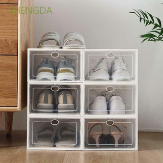 Shengda caja de zapatos útil apilable caja de acabado zapatos caso contenedor organización transparente creativo armario plástico caja de almacenamiento/Multicolor