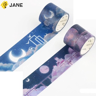 Jane 2 rollos DIY adhesivo ballena etiqueta Washi cinta luna 3 cm de ancho sueño noche cielo enmascaramiento Scrapbooking pegatina