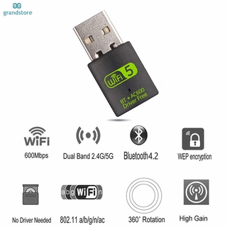 Adaptador Usb Wifi Bluetooth 600mbps Dual Band 2.4/5ghz Receptor inalámbrico (1)