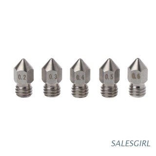 salesgirl 5pcs boquilla 0.2mm/0.3mm/0.4mm/0.5mm/0.6mm para 1.75mm mk8 extrusora prusa i3 a8