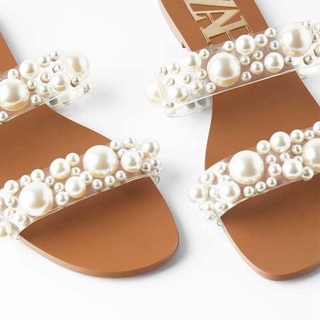 verano nuevos zapatos de mujer con niña zapatos de playa casual plana perla zapatillas para las mujeres desgaste exterior