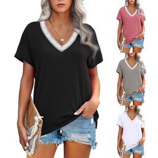 Camiseta/blusa de mujer con cuello en V Lisa de lunares y hombros descubiertos