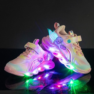 Zapatillas de deporte de las niñas 2021 zapatos ligeros de las niñas pequeñas zapatos de luz de los niños casual impermeable zapatos para correr 2021 [bfhf551.my] (2)