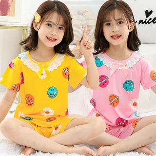 [ropa de dormir para niña]verano delgado niños de manga corta pijamas bebé niñas princesa niño conjuntos de ropa con aire acondicionado ropa hogar ropa trajes (1)