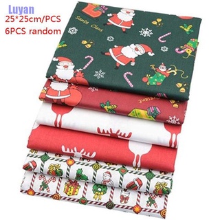 (luyan) 6 unids/lote de navidad impreso sarga tela de algodón Patchwork tela de costura Material de costura