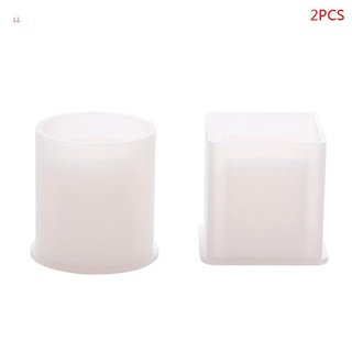 SCZ 2pcs/set Round Cube Succulent Plants Flower Pot Silicone Mold Epoxy Resin Cement Candy Soap Mould
