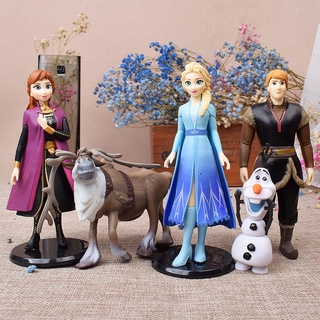 5 unids/set Frozen Cake Toppers figuras Disney Elsa Anna Kristoff Olaf Hans Sven Q Posket niños cumpleaños Hobby juguetes regalo