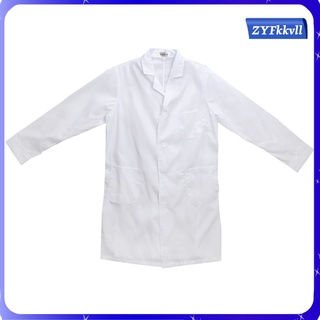 hombres unisex exfoliantes blanco lab coat uniforme doctor\\\'s abrigo de alimentos de manga larga