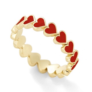 spa Alloy Love Hearts Enamel Stackable Ring Stylish Design for Women Girl (5)