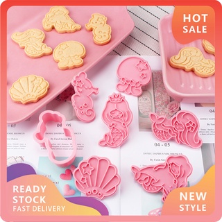 EDY-CJYP 6Pcs/Set Biscuit Mold Mermaid Patterns Eco-Friendly Plastic Jelly Cookies Mold for Baking