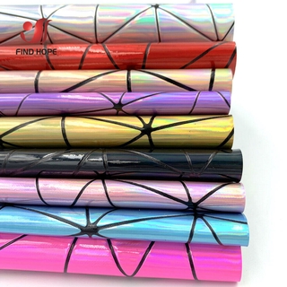 paquete de 9 colores holográfico arco iris láser de cuero de la pu tela para bricolaje material de costura arco artesanía bolsa cartera 20 cm*15/30 cm