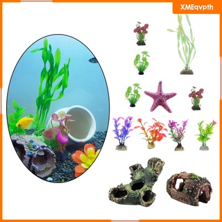 12 piezas de resina adorno de acuario de plantas artificiales decoración de tanque de peces