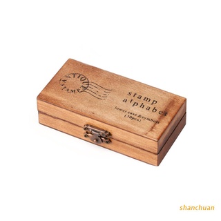 shan 30pcs retro alfabeto letra mayúsculas minúsculas madera goma sello conjunto craft