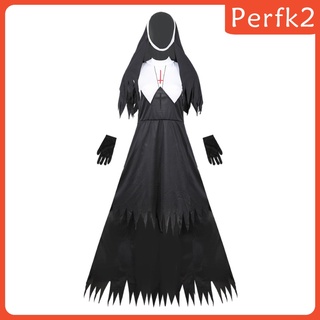 [PERFK2] Conjunto de Cosplay de fiesta de Halloween para mujer, diseño de monja Medieval, disfraz de fiesta