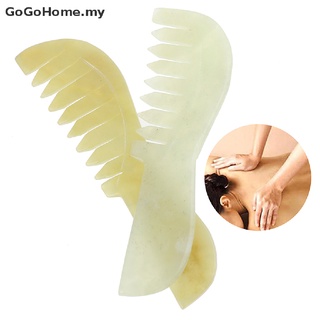 [nuevo] Peine de piedra de Jade Natural Gua Sha herramientas raspando salud masaje peine masajeador cabeza [GoGoHome]