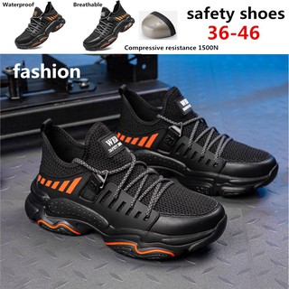 Nueva moda zapatos de seguridad de los hombres de las mujeres del trabajo urance zapatos Gangtou anti-golpes anti-punción zapatos de trabajo transpirable botas de senderismo Kasut