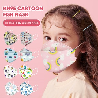 ✨ Precio Bajo 10pcs KF94 Mascarilla Facial Infantil Transpirable 3D De Dibujos Animados Decorativos No Tejidos 4 Capas GOROS