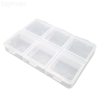 Píldora caso 6 ranuras de viaje píldora caja de almacenamiento de plástico portátil joyería vacía contenedor organizador toyman