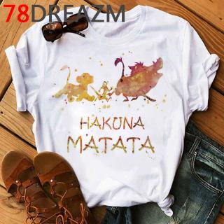 León rey hakuna matata mujeres scream t-shirt estilo camiseta geek estética feliz camiseta femenina boceto 90 mamá tee hippie top estética