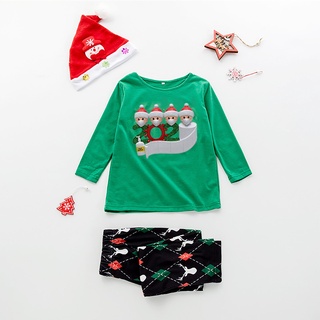Navidad/navidad bebé niños niño impreso Top+pantalones de navidad familia coincidencia pijamas conjunto (3)