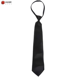 corbata de poliéster negra lisa con cremallera para hombre (1)