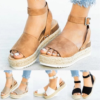 aobuqu plataforma cuña de cuero sintético correa de tobillo abierto dedo del pie de las mujeres sandalias zapatos para la vida diaria