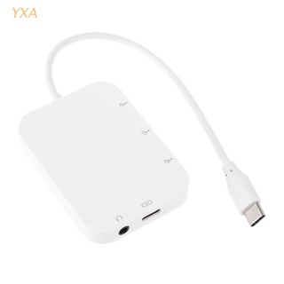 Yxa tipo C a 3x USB Hub adaptador USB C PD carga mm Jack de audio para portátil (1)