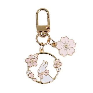พวงกุญแจจี้โลหะรูปกระต่าย Cherry Blossom สีชมพูสําหรับผู้หญิง (6)