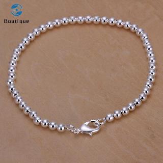 nueva joyería de moda de plata de ley 925 de 4 mm cadena pulsera Unisex hombre mujeres regalo